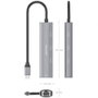 AISENS Dock USB-C a Ethernet Gigabit + Hub 3xUSB-C, Gris, 15cm